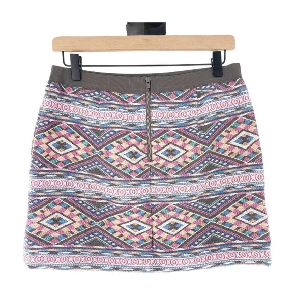 American Eagle Outfitters 4 Multicolor Aztec Print Mini Skirt Back Zipper Boho - Picture 6 of 12